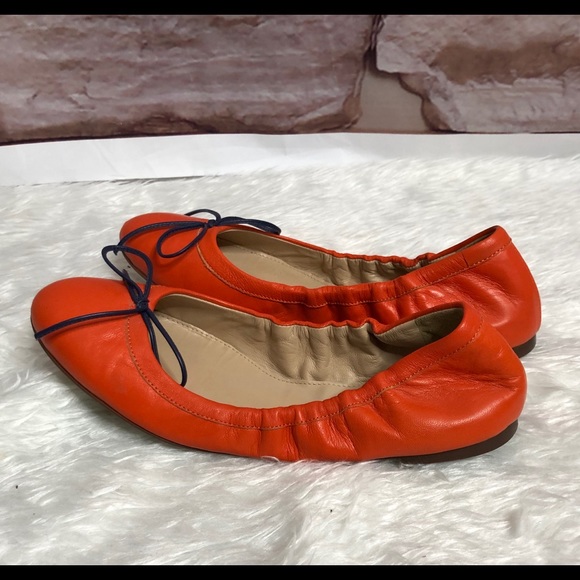J Crew orange Emma Bow flat shoes size 6.5 - Picture 5 of 7